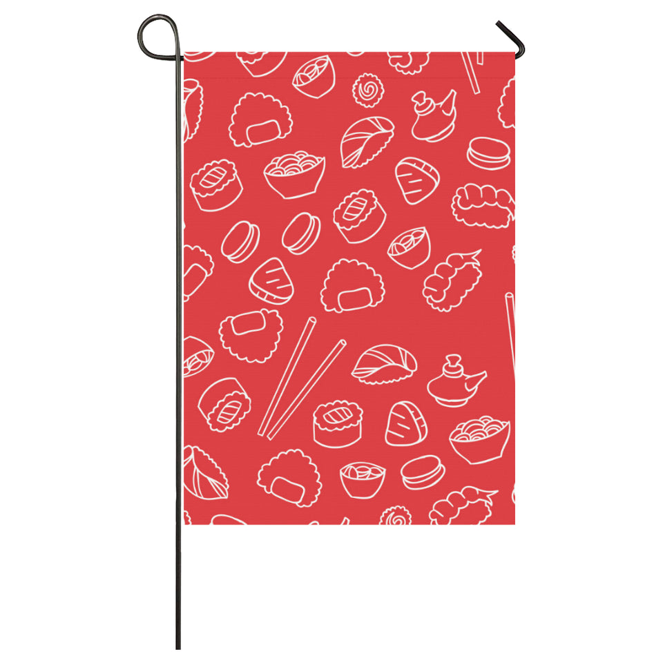 sushi pattern red background House Flag Garden Flag