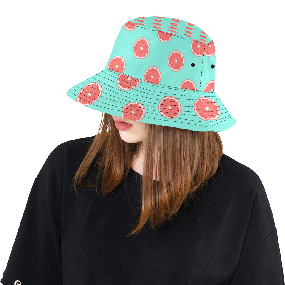 Grapefruit green background Unisex Bucket Hat