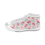 Cute little mermaid pattern Men's High Top Canvas Shoes White