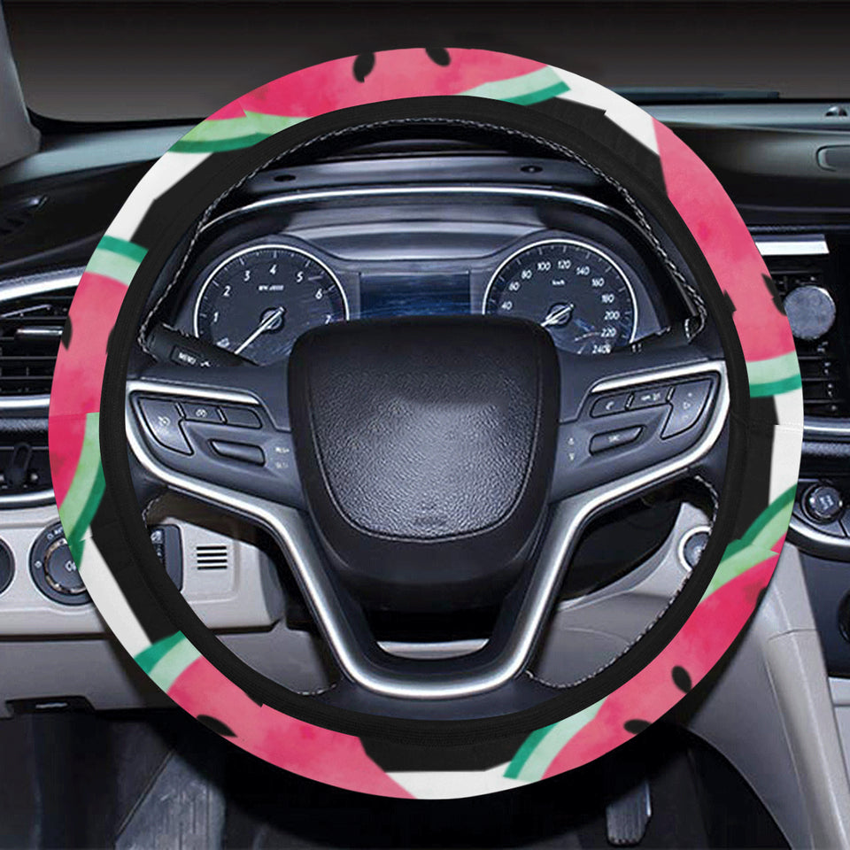 Watercolor paint textured watermelon pieces Car Steering Wheel Cover