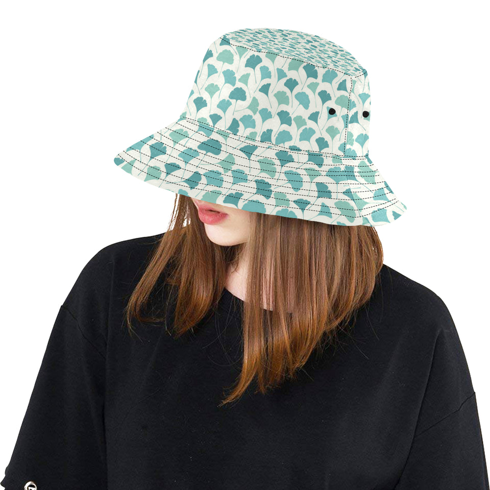 Green ginkgo leaves pattern Unisex Bucket Hat