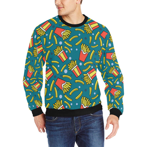 French fries red paper box pattern Men's Crew Neck Sweatshirt