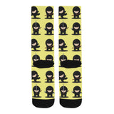 Cute ninja yellow background Crew Socks