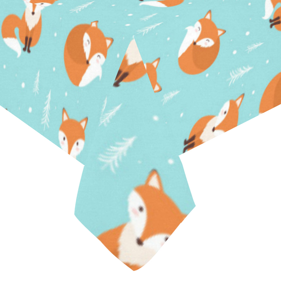 Fox pattern blue b ackground Tablecloth
