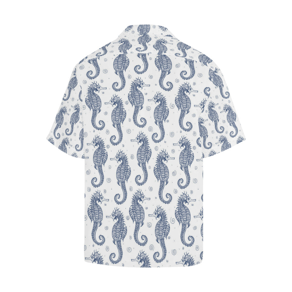 Seahorse pattern background Men's All Over Print Hawaiian Shirt