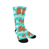 Octopuses sea wave background Crew Socks