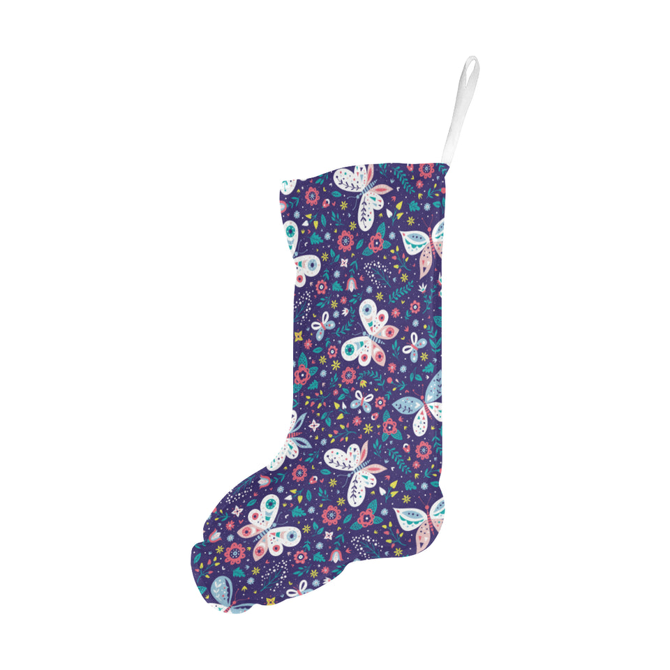 Colorful butterfly flower pattern.eps Christmas Stocking
