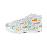 Cute funny kids dinosaurs pattern Women's High Top Canvas Shoes White