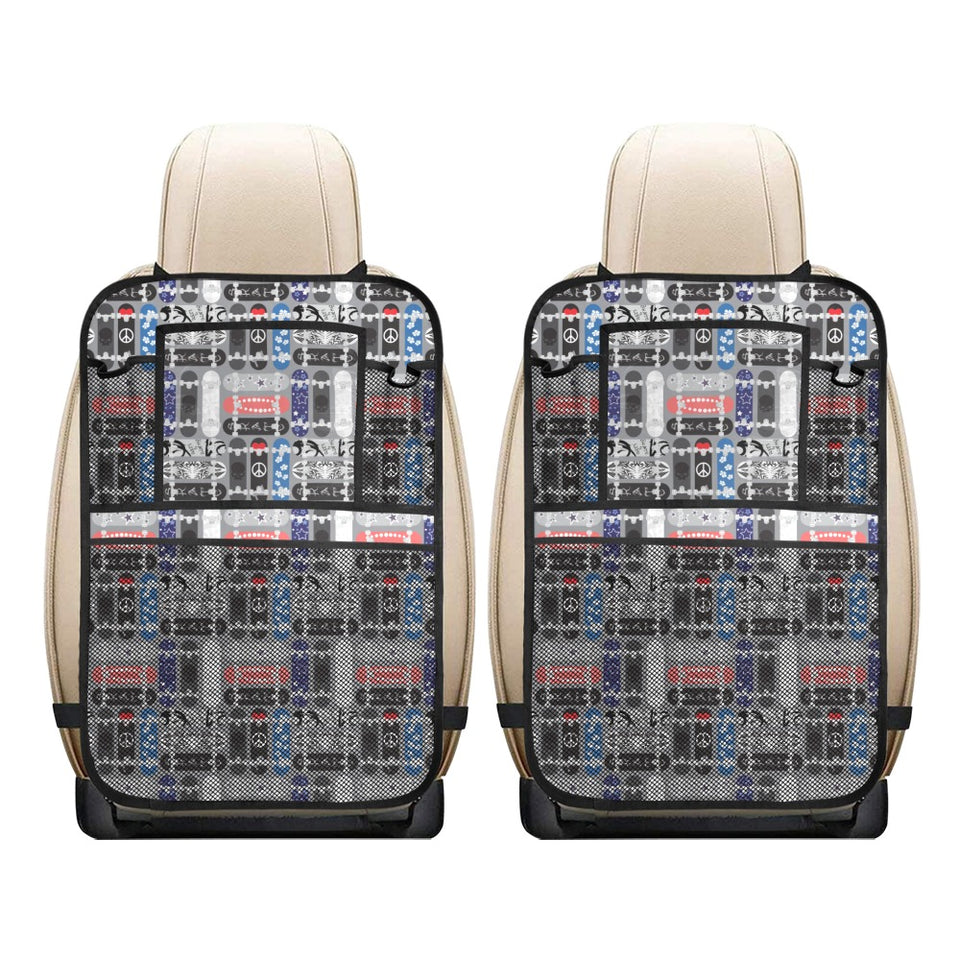 Skate Board Pattern Print Design 04 Car Seat Back Organizer
