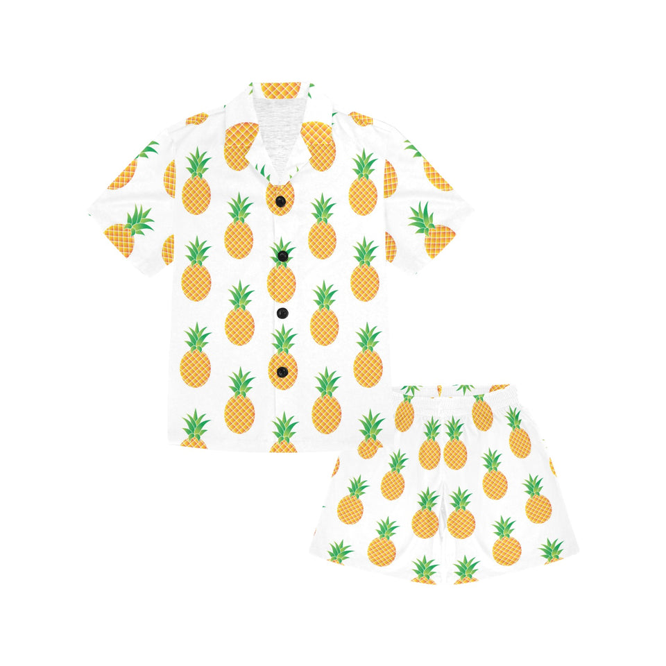 Pineapples pattern Kids' Boys' Girls' V-Neck Short Pajama Set