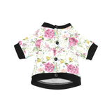 Hand drawn butterfly rose All Over Print Pet Dog Round Neck Fuzzy Shirt