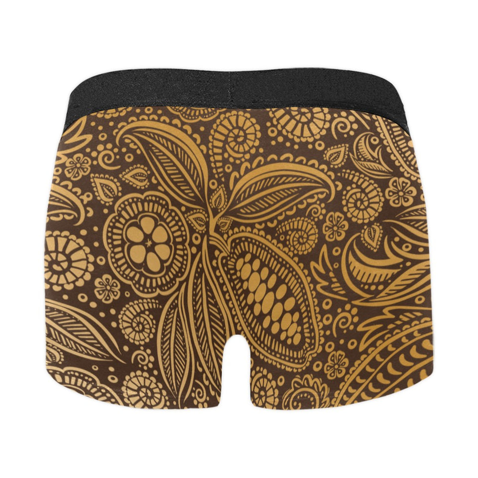 cacao beans tribal polynesian pattern background Men's All Over Print Boxer Briefs Men's Underwear