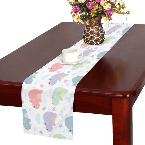 Hippopotamus Pattern Print Design 03 Table Runner