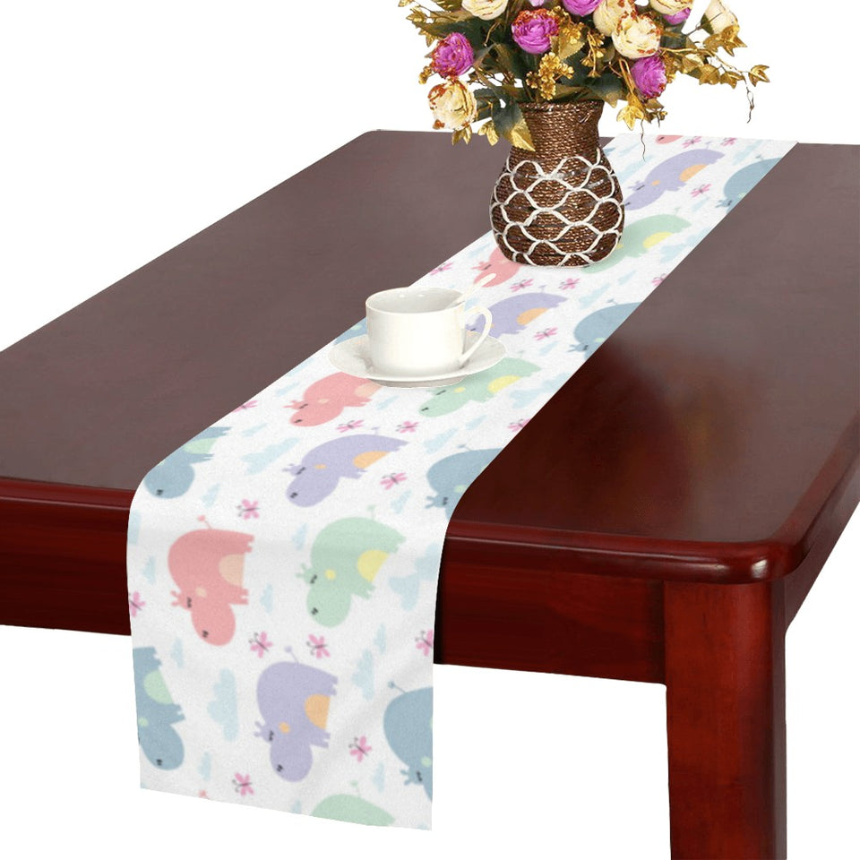 Hippopotamus Pattern Print Design 03 Table Runner