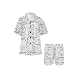 Siberian Husky design pattern Women's V-Neck Short Pajama Set