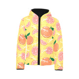 Grapefruit yellow background Kids' Boys' Girls' Padded Hooded Jacket