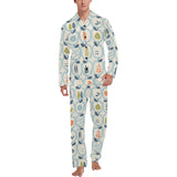 apples leaves pattern Men's Long Pajama Set