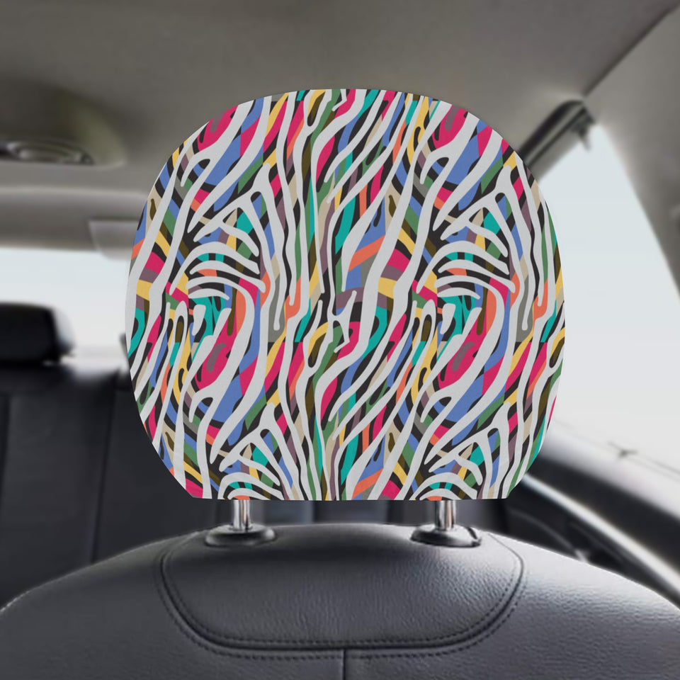 Colorful zebra skin pattern Car Headrest Cover