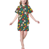 Canabis Marijuana Weed Pattern Print Design 02 Kids' Boys' Girls' V-Neck Short Pajama Set