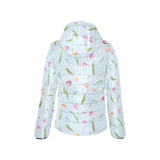 Watercolor Tulips pattern Women's Padded Hooded Jacket