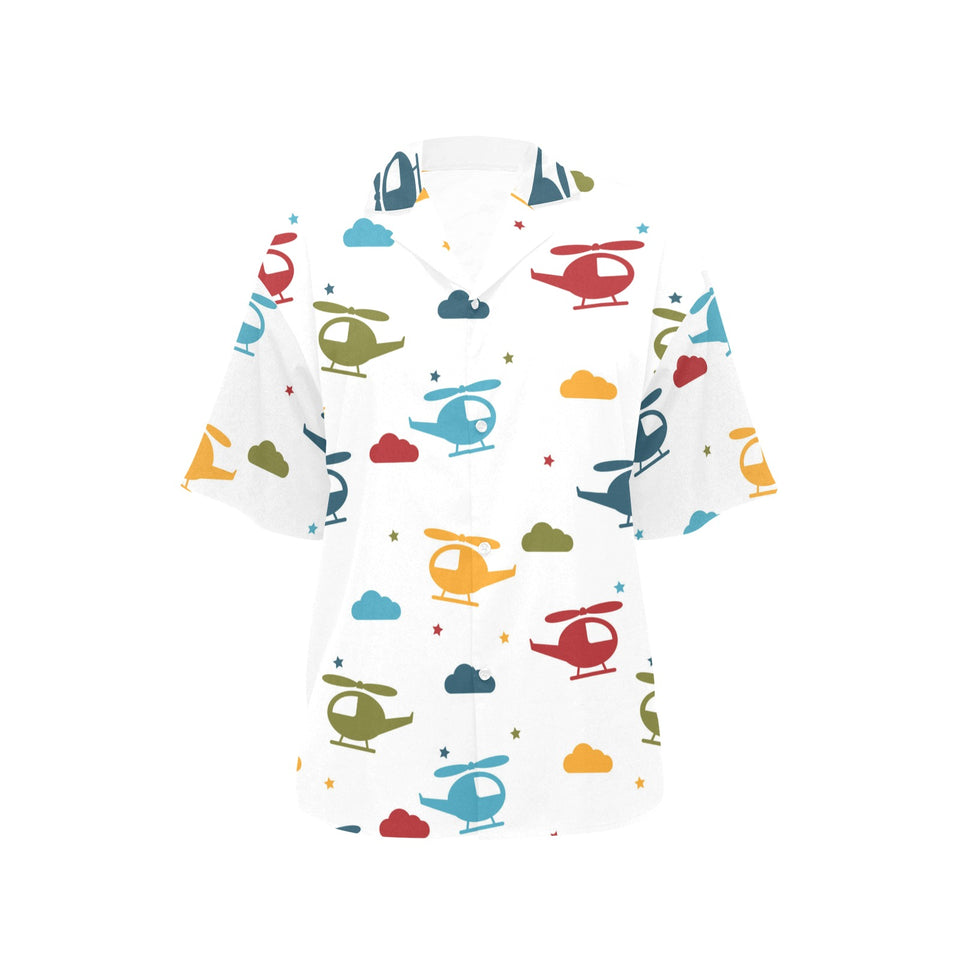 Colorful helicopter pattern Women's All Over Print Hawaiian Shirt