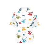 Colorful helicopter pattern Women's All Over Print Hawaiian Shirt