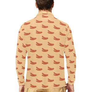 Sausage Pattern Print Design 03 Men's Long Sleeve Polo Shirt