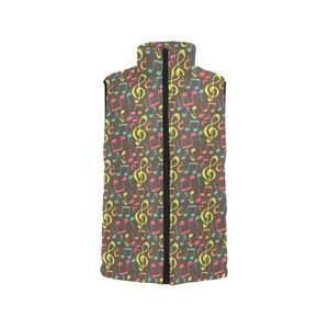 Music Notes Pattern Print Design 05 Men's Padded Vest