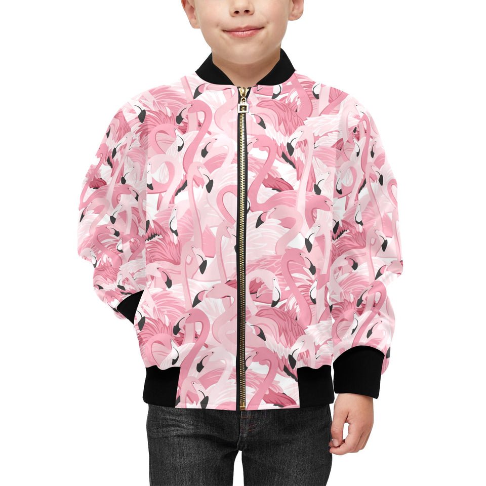 Pink flamingos pattern background Kids' Boys' Girls' Bomber Jacket