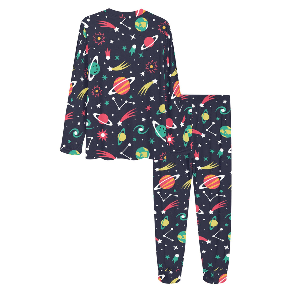 colorful space pattern planet star Women's All Over Print Pajama Set