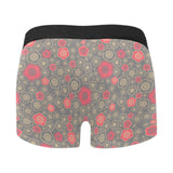 Red gold Sakura cherry blossom gray background Men's All Over Print Boxer Briefs Men's Underwear