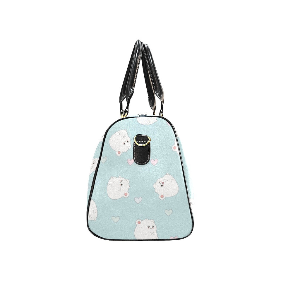 White cute hamsters heart pattern Travel Bag