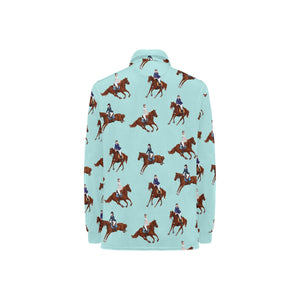 Horses running horses rider pattern Women's Long Sleeve Polo Shirt