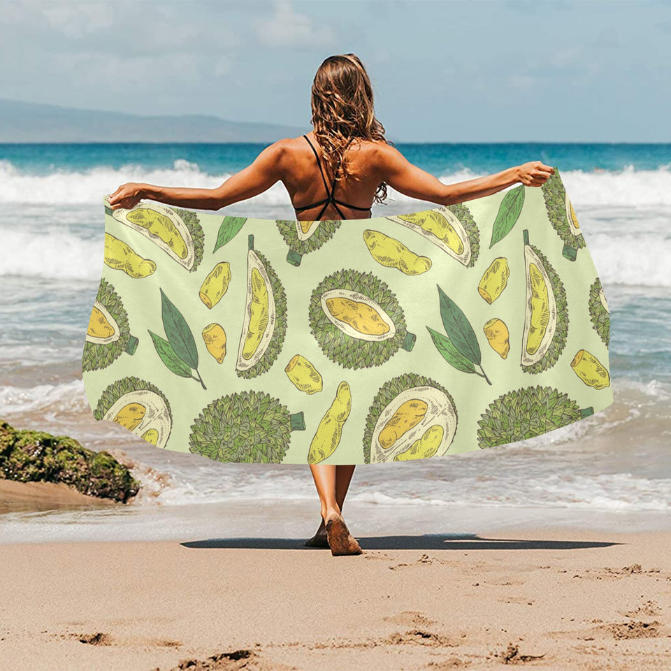 Durian leaves pattern background Beach Towel