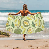 Durian leaves pattern background Beach Towel