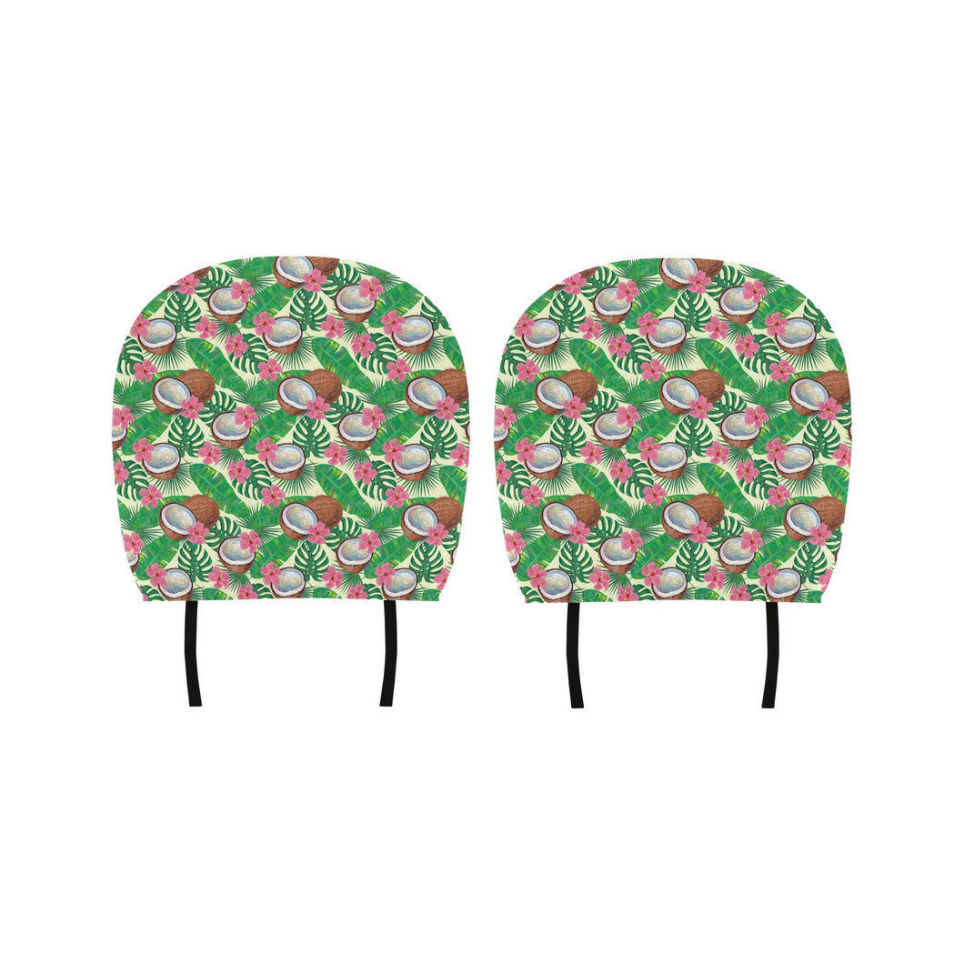 Coconut Pattern Print Design 01 Car Headrest Cover