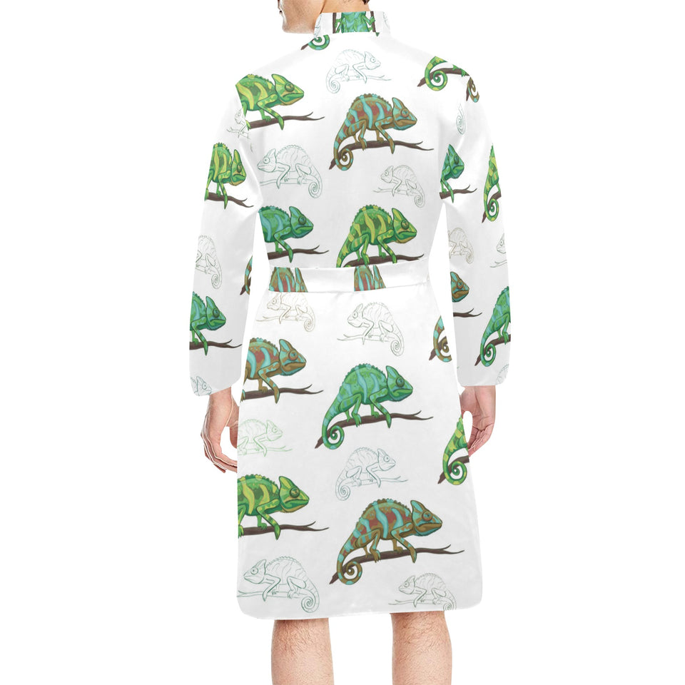 Chameleon lizard pattern Men's Long Sleeve Belted Night Robe