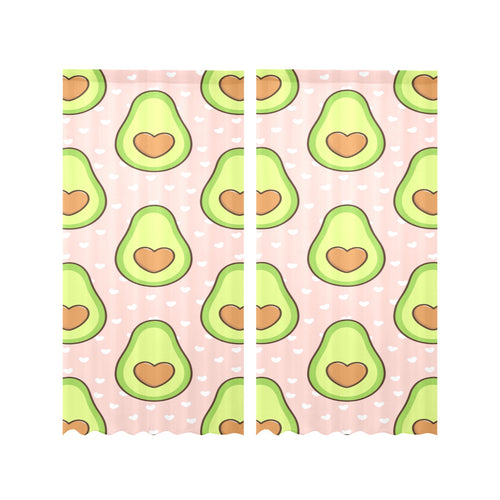 Avocado heart pink background Gauze Curtain