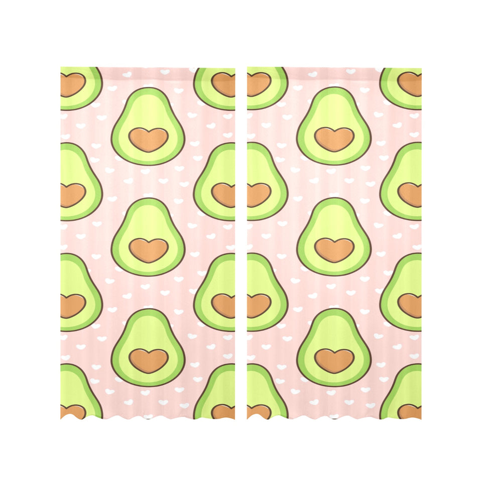 Avocado heart pink background Gauze Curtain