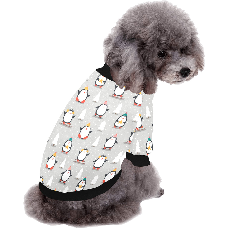 Cute Penguin christmas pattern All Over Print Pet Dog Round Neck Fuzzy Shirt