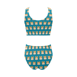 Guinea Pig Pattern Print Design 03 Chest Bowknot High Waisted Bikini Swimsuit