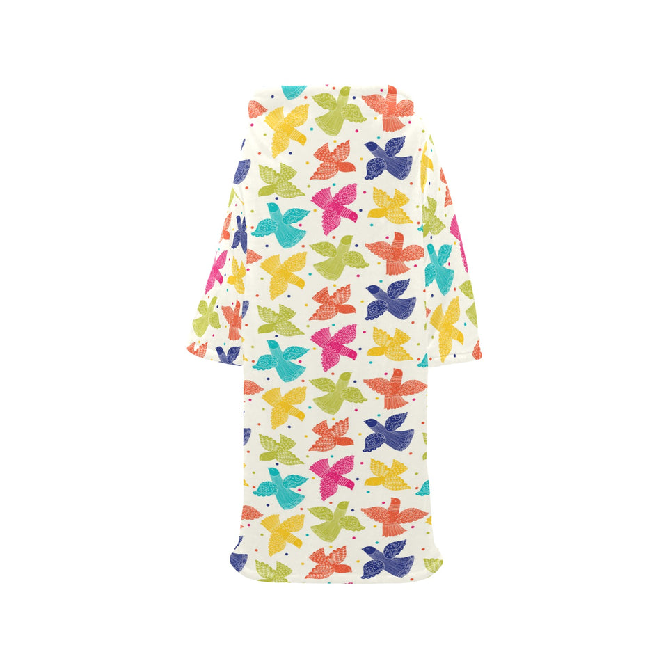 Pigeon Pattern Print Design 01 Blanket Robe with Sleeves