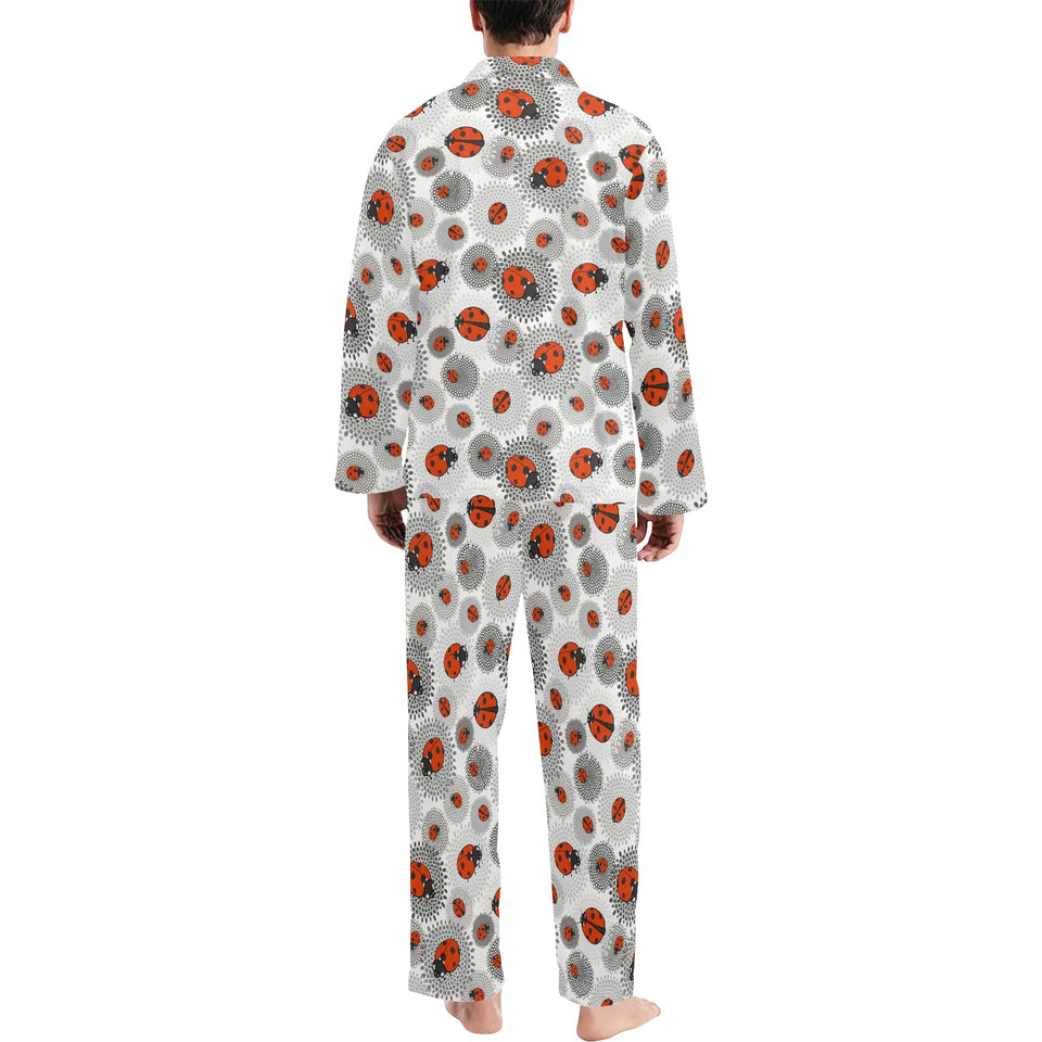 Ladybug Pattern Print Design 05 Men's Long Pajama Set