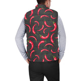 Chili peppers pattern black background Men's Padded Vest