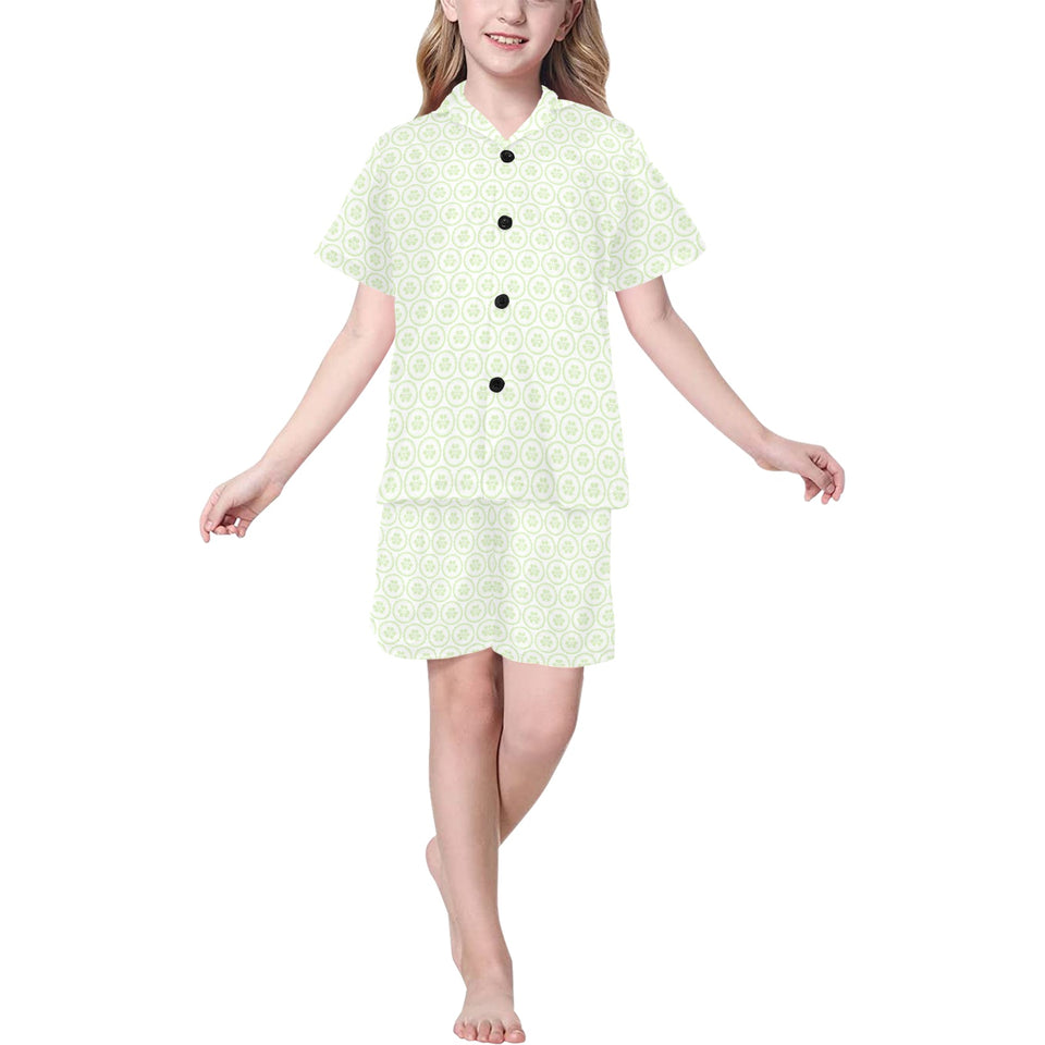 Cucumber pattern background Kids' Boys' Girls' V-Neck Short Pajama Set