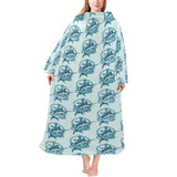 Swordfish Pattern Print Design 05 Blanket Robe with Sleeves