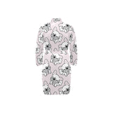 Cute french bulldog pattern Men's Long Sleeve Belted Night Robe