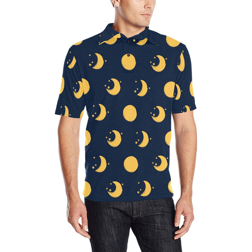 Moon star pattern Men's All Over Print Polo Shirt