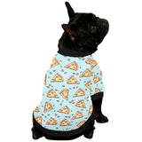 Hand drawn pizza blue background All Over Print Pet Dog Round Neck Fuzzy Shirt