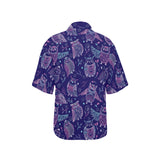Cute owls pattern boho style ornament Women's All Over Print Hawaiian Shirt
